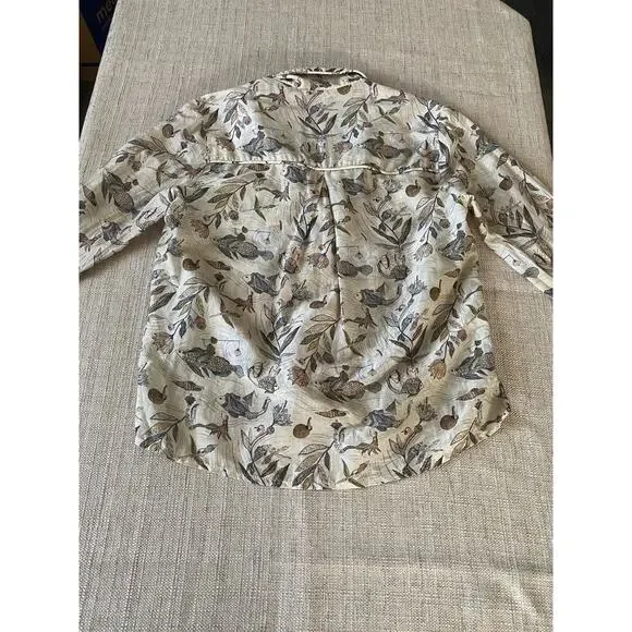 Le Soleil d Ete Magic Fish Silk Blouse Leaf Print Size PP XS S